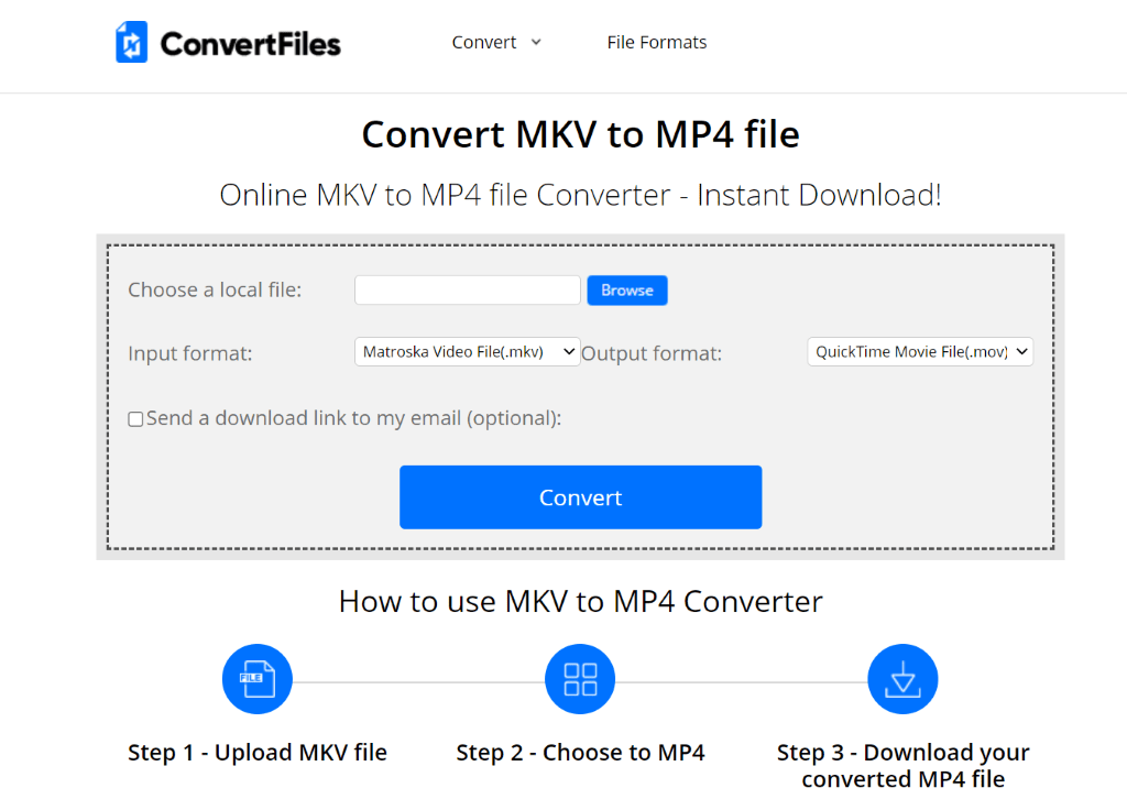 convertfiles video MKV to MP4