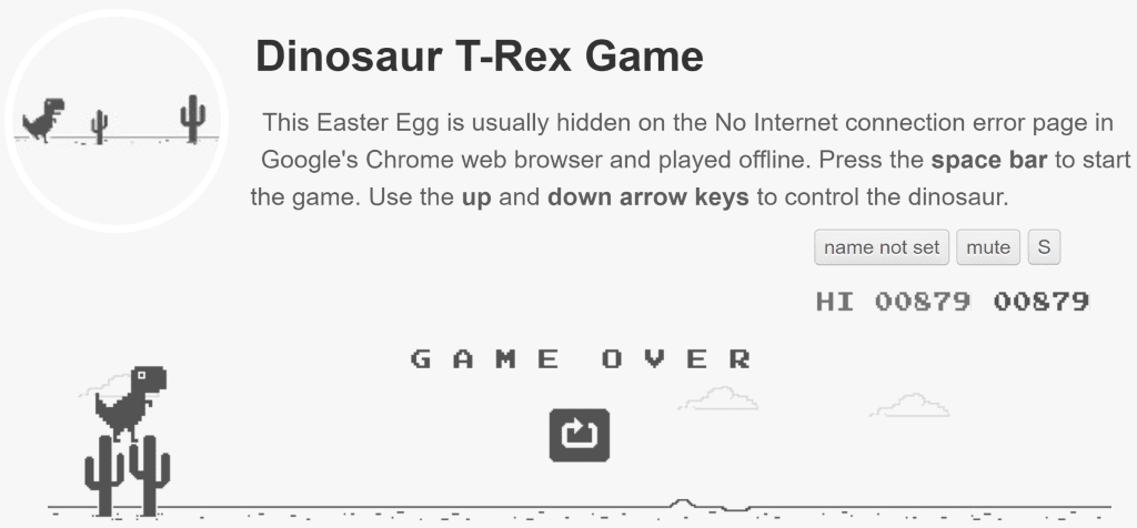 trex runner Dinosaur T-Rex Game : le jeu gratuit sur navigateur