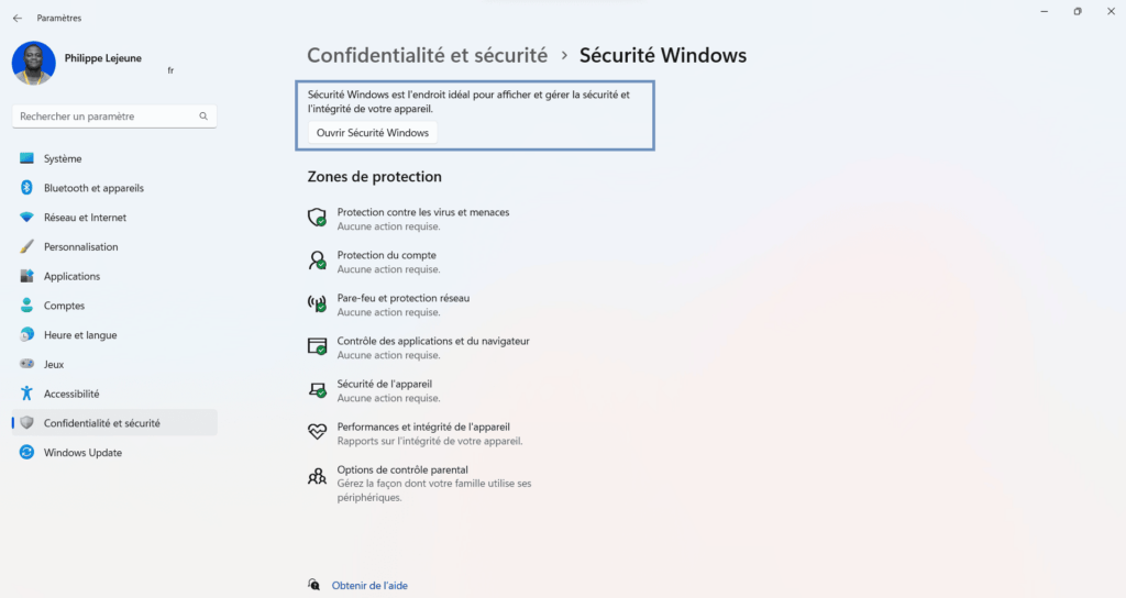Sécurité Windows