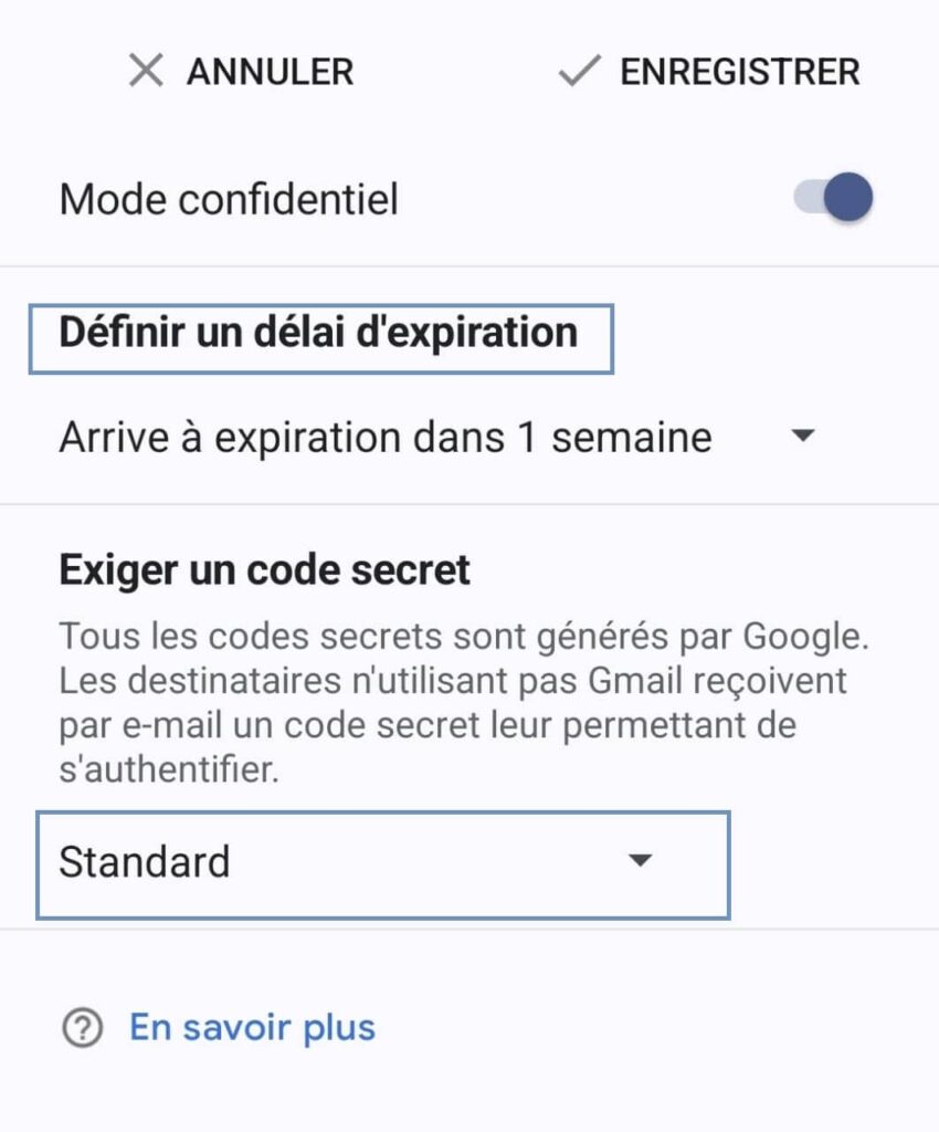 Ajouter les infos de confidentialité