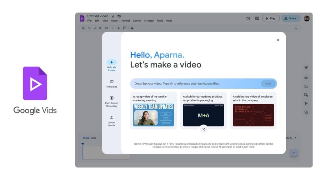 Google Vids : l’outil de création vidéo générée par IA pour Workspace arrive ! Google-Vids-by-Google (1)